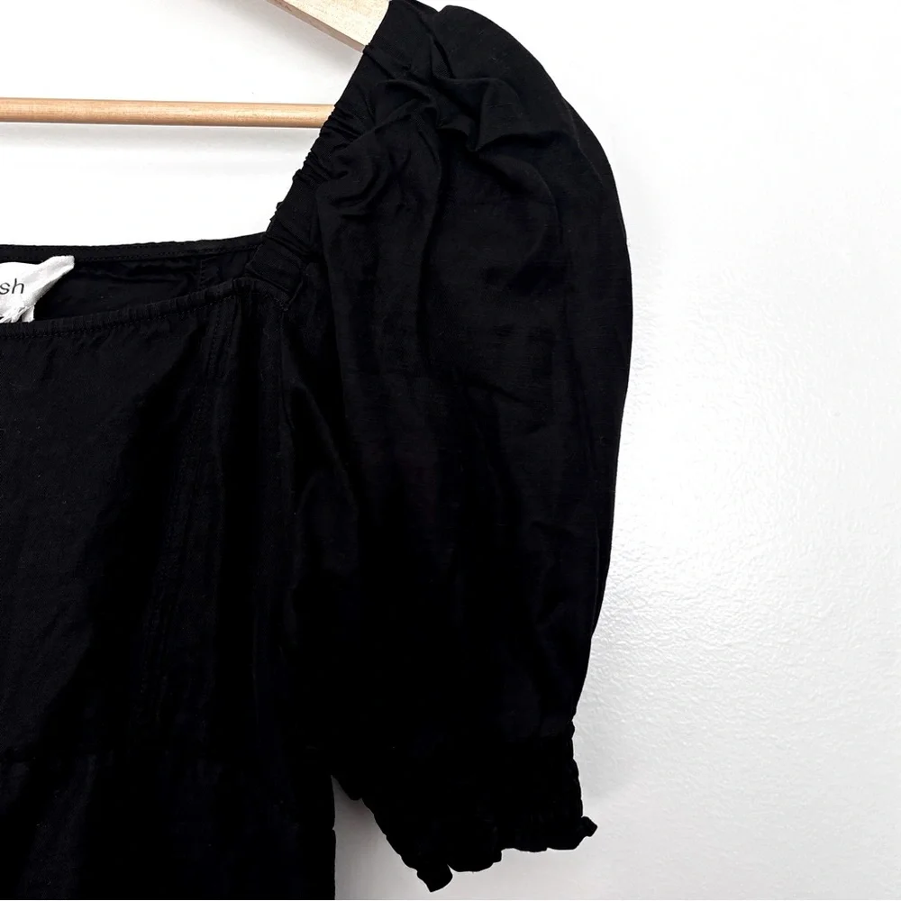 Ba&sh Palaia Black Puff Sleeve Open Back Smocked Dress Size XS - Picture 9 of 15